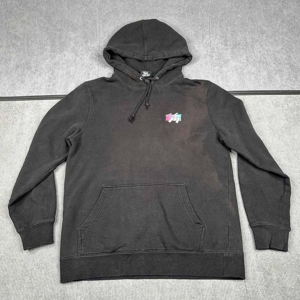 Stussy Black Neon Gradient City Graphic Hoodie Sz S Streetwear Skate